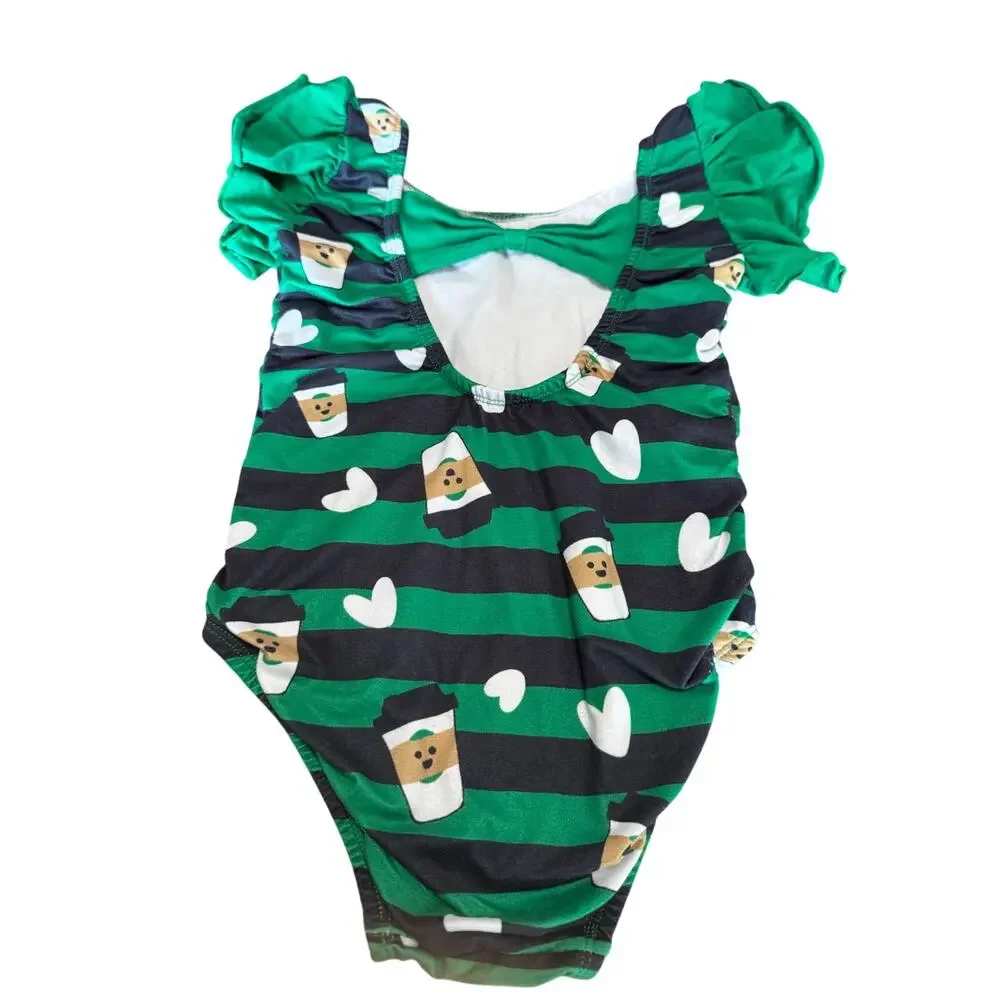 ISP Dancewear Happy Coffee Ruffle Leotard Girls Small Size 6 Gymnastics Dance